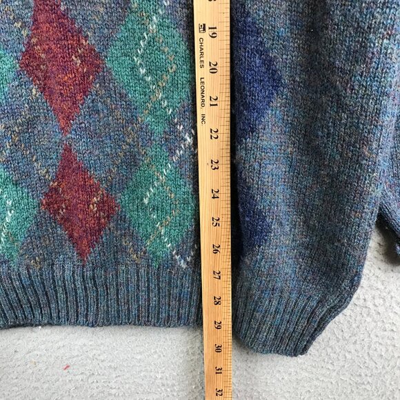 Vintage Pitlochry Made in Scotland Wool Argyle sweater Size L - Picture 6 of 8